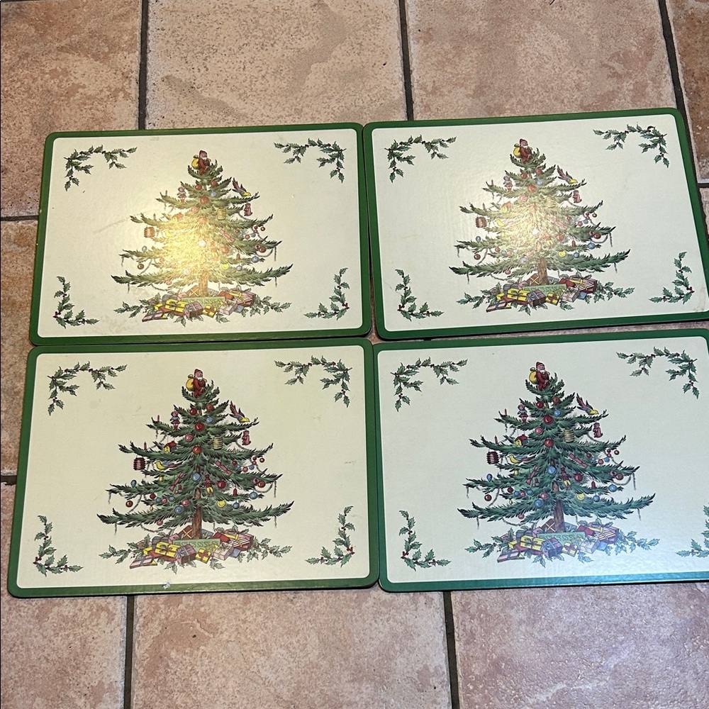 Spode Christmas Tree Pimpernel hardboard backing, sold as a set of 4, 16” x 12”